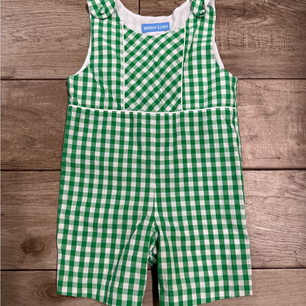 Charming Green Checkered Kids Romper